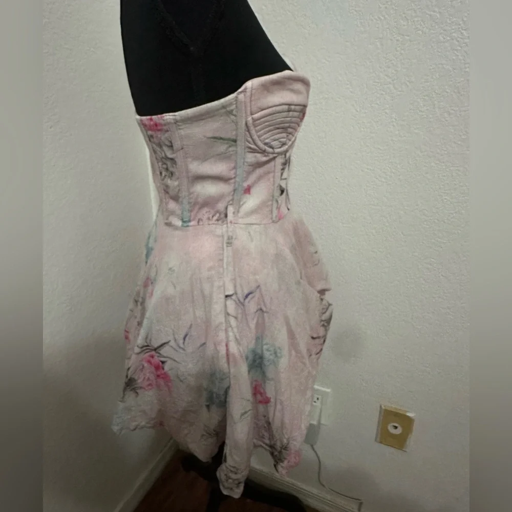 Bardot Adaline Floral Corset Strapless Mini Dress in lavender - Size S/ 4 - Picture 4 of 10